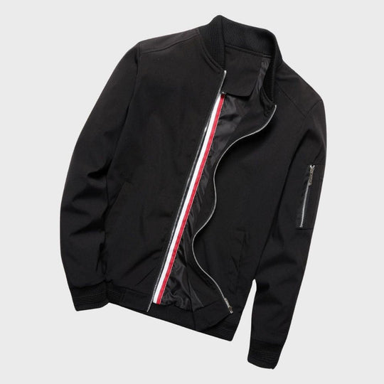 Modern Fit Bomber Jacket with Zippers for Men
