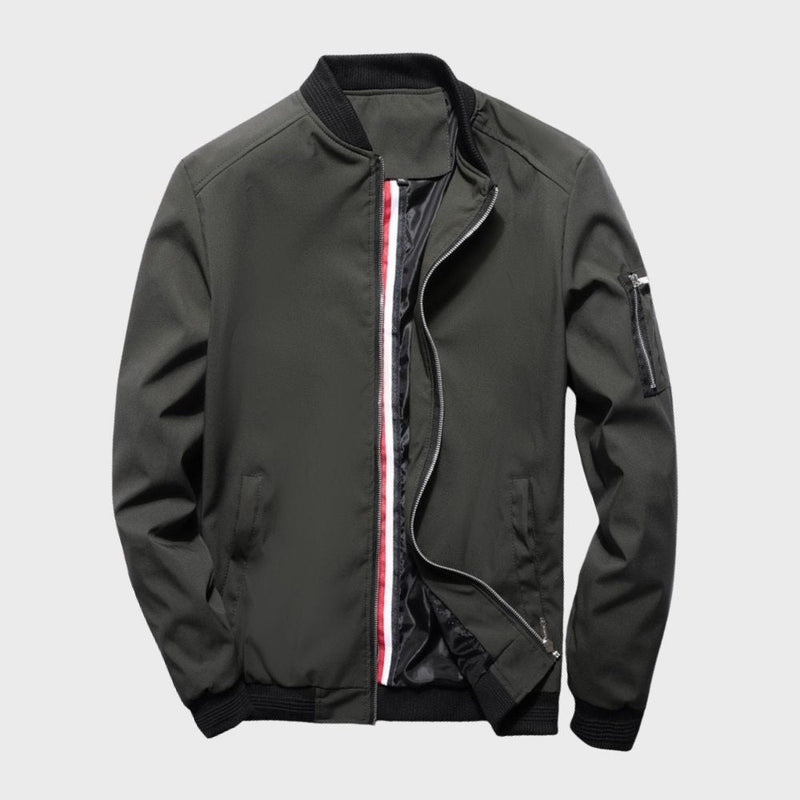 Modern Fit Bomber Jacket with Zippers for Men