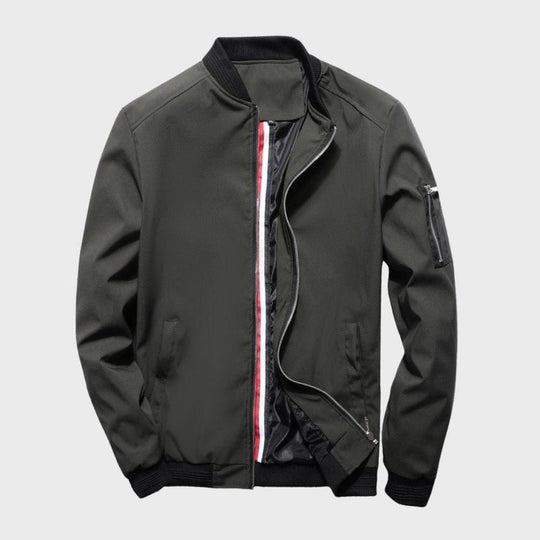 Modern Fit Bomber Jacket with Zippers for Men