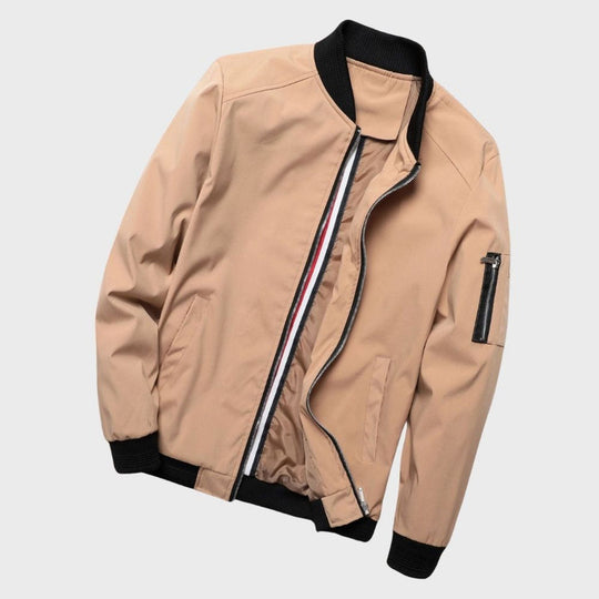 Modern Fit Bomber Jacket with Zippers for Men