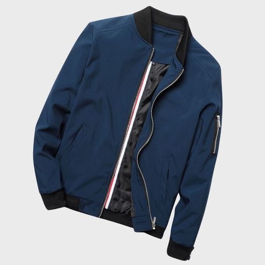 Modern Fit Bomber Jacket with Zippers for Men