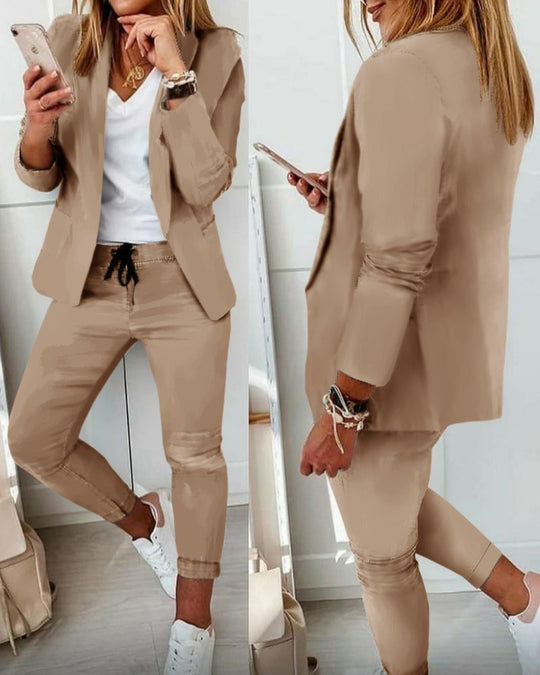 Blazer & Trousers Set Women – Structured Look & Drawstring Waist