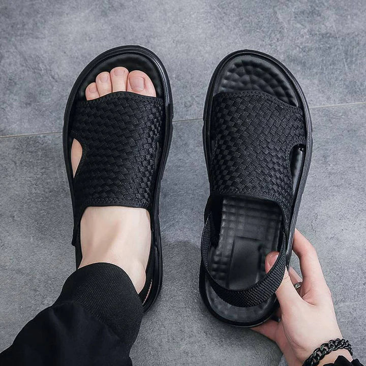 Open-Back Casual Sandals Men – Textured Mesh Surface