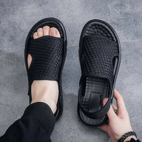 Open-Back Casual Sandals Men – Textured Mesh Surface
