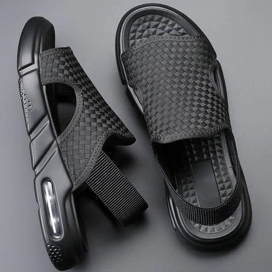 Open-Back Casual Sandals Men – Textured Mesh Surface