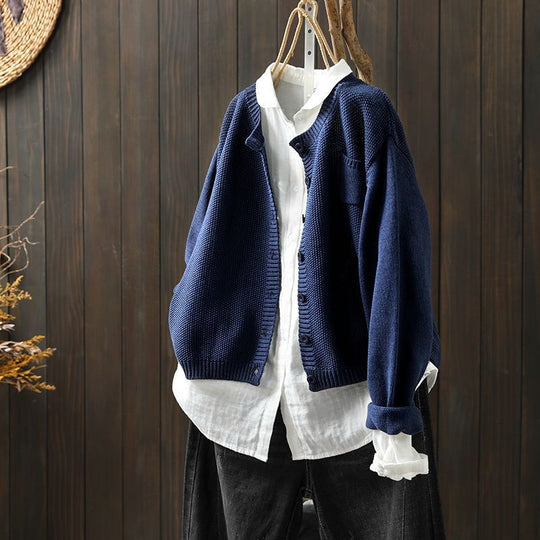 Oversized Knit Cardigan with Pocket for Women