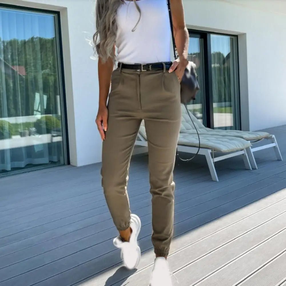Slim Fit Tapered Pants for Women – Flexible Textile & Elastic Cuffs