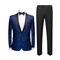 Patterned Blazer Tuxedo Suit with Shiny Lapel for Men
