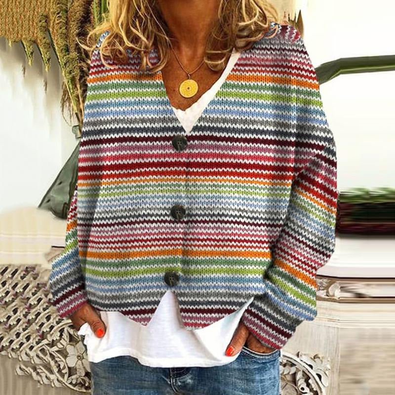 Patterned Button-Front Cardigan for Women