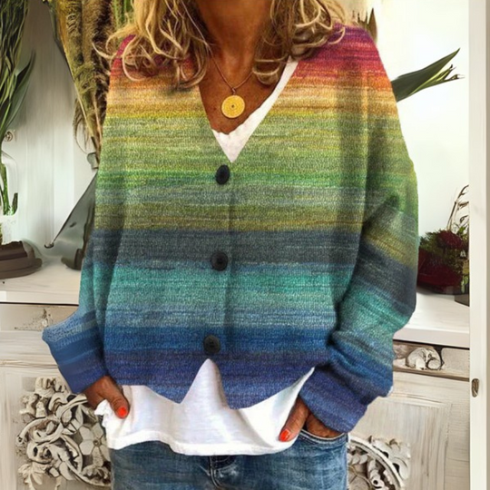 Patterned Button-Front Cardigan for Women