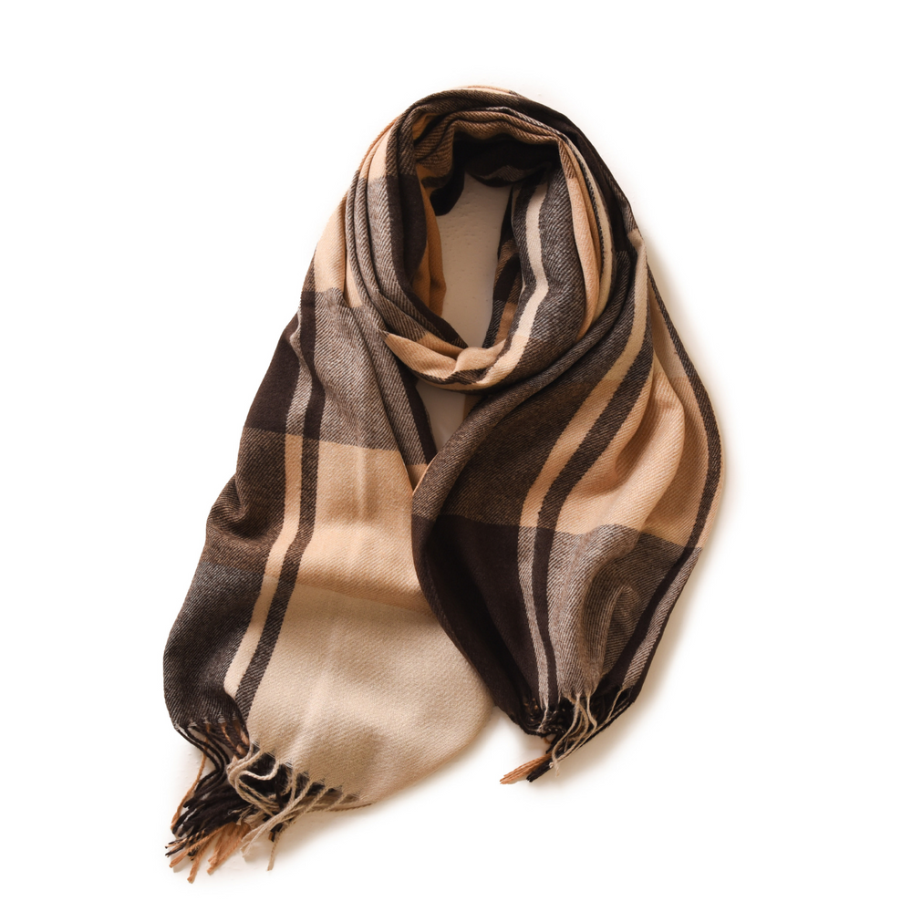 Plaid Scarf with Fringed Edges for Unisex