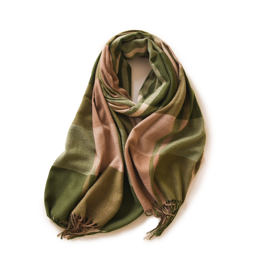Plaid Scarf with Fringed Edges for Unisex