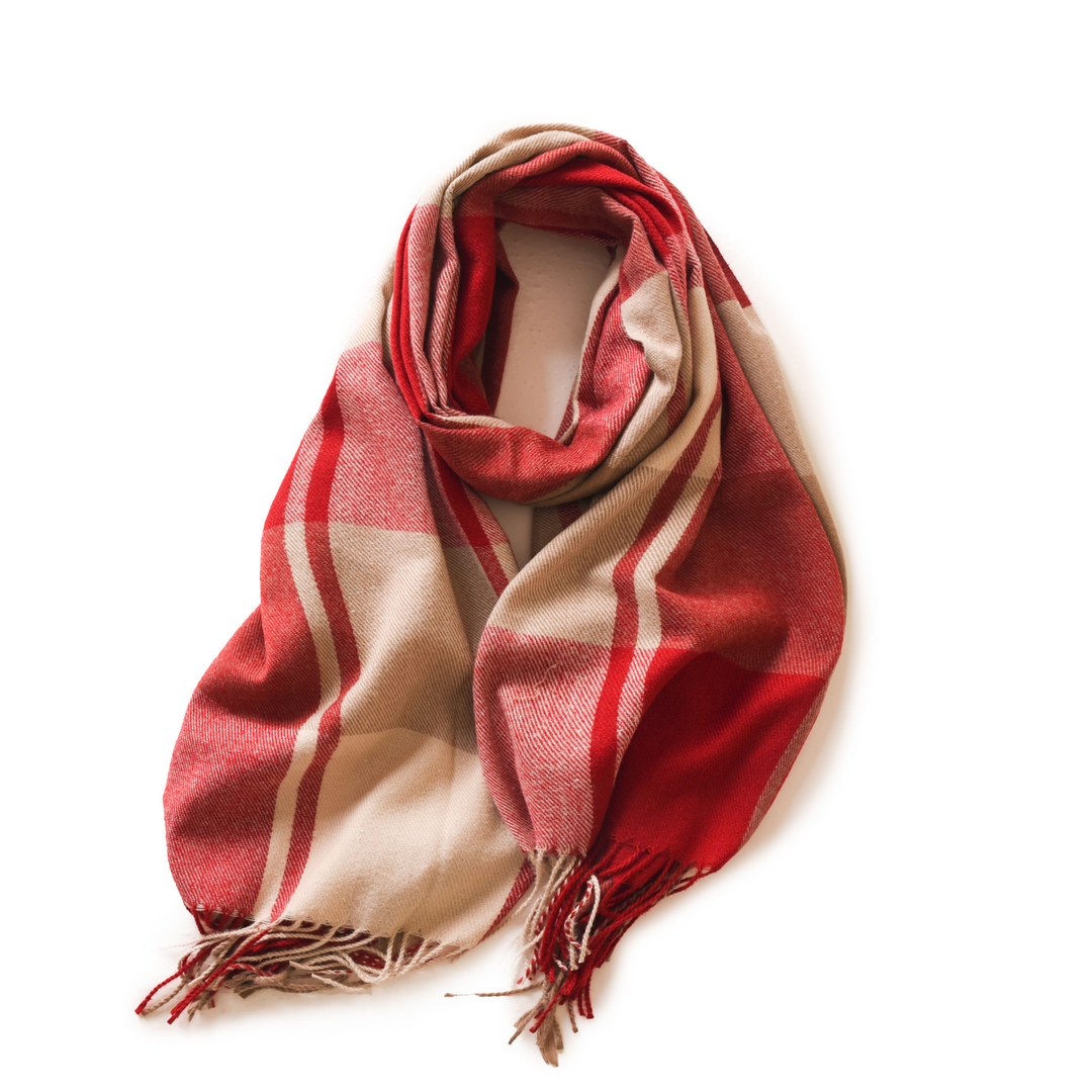 Plaid Scarf with Fringed Edges for Unisex