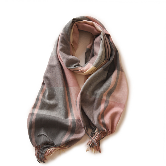 Plaid Scarf with Fringed Edges for Unisex
