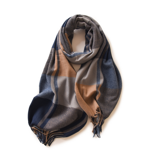 Plaid Scarf with Fringed Edges for Unisex