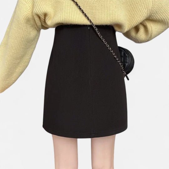 Pleated Button-Front Mini Skirt for Women