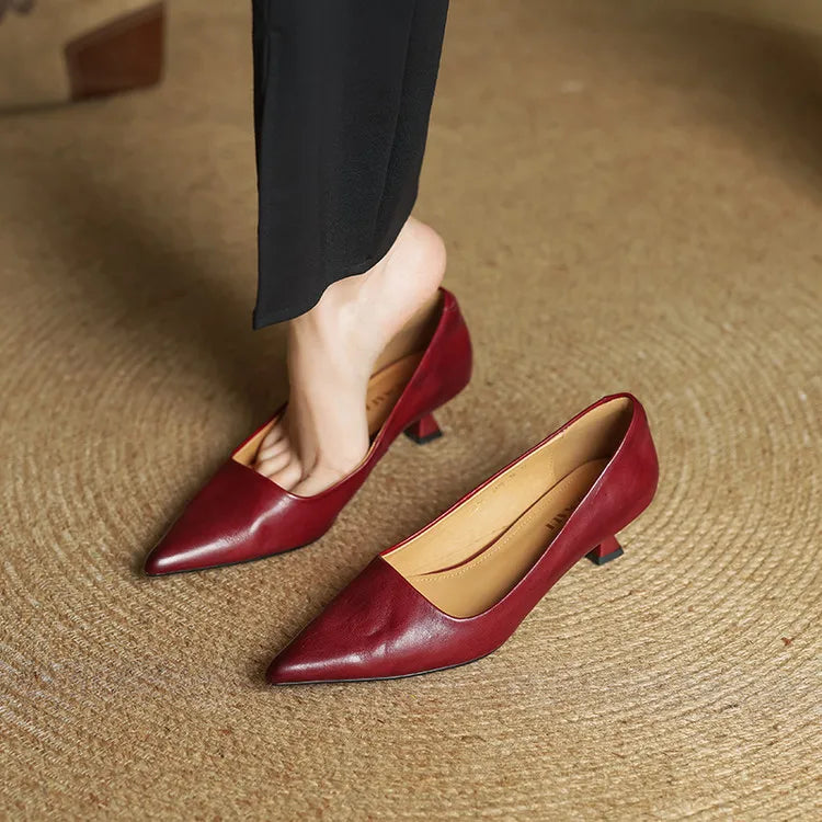 Pointed Toe Heels with Low Block Heel for Women