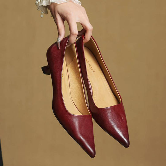Pointed Toe Heels with Low Block Heel for Women