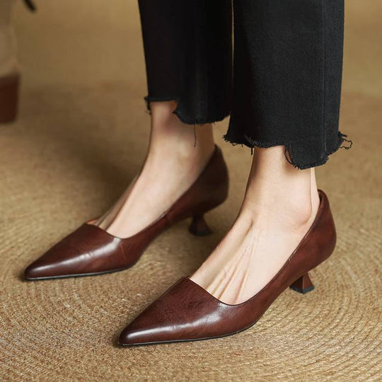 Pointed Toe Heels with Low Block Heel for Women