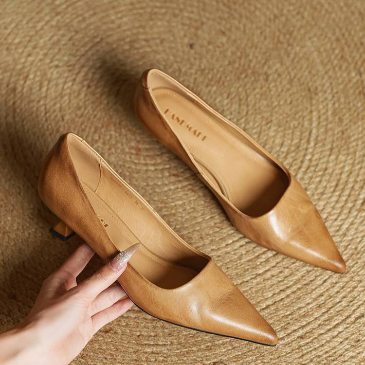Pointed Toe Heels with Low Block Heel for Women