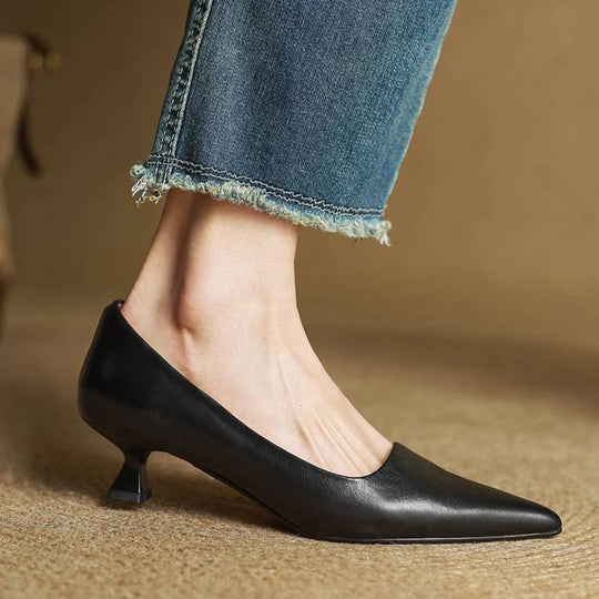 Pointed Toe Heels with Low Block Heel for Women