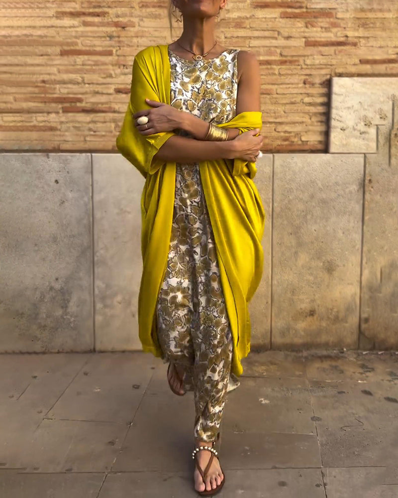 Printed Jumpsuit with Overlay for Women