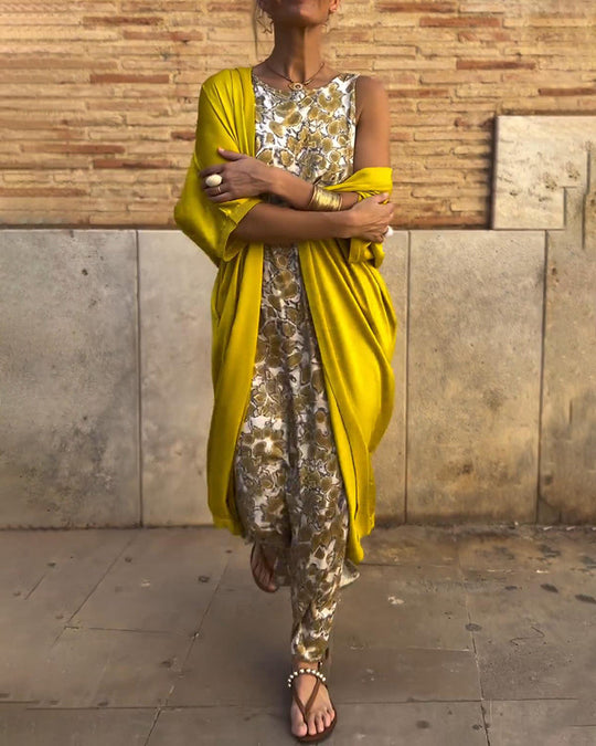 Printed Jumpsuit with Overlay for Women