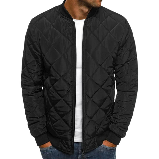 Quilted Bomber Jacket with Ribbed Cuffs for Men