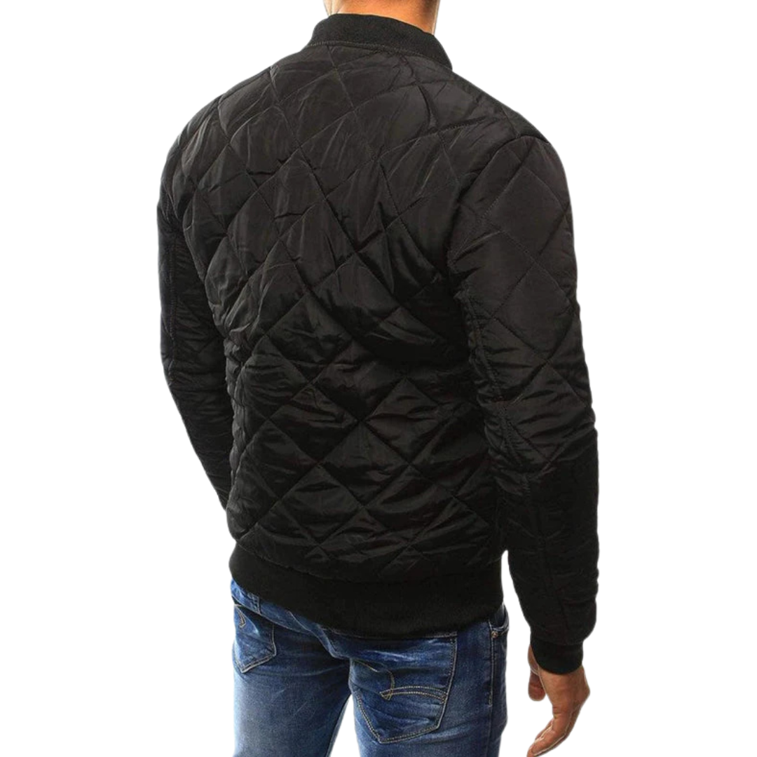 Quilted Bomber Jacket with Ribbed Cuffs for Men