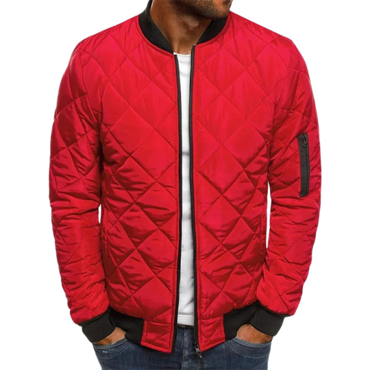 Quilted Bomber Jacket with Ribbed Cuffs for Men