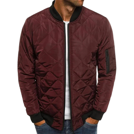 Quilted Bomber Jacket with Ribbed Cuffs for Men