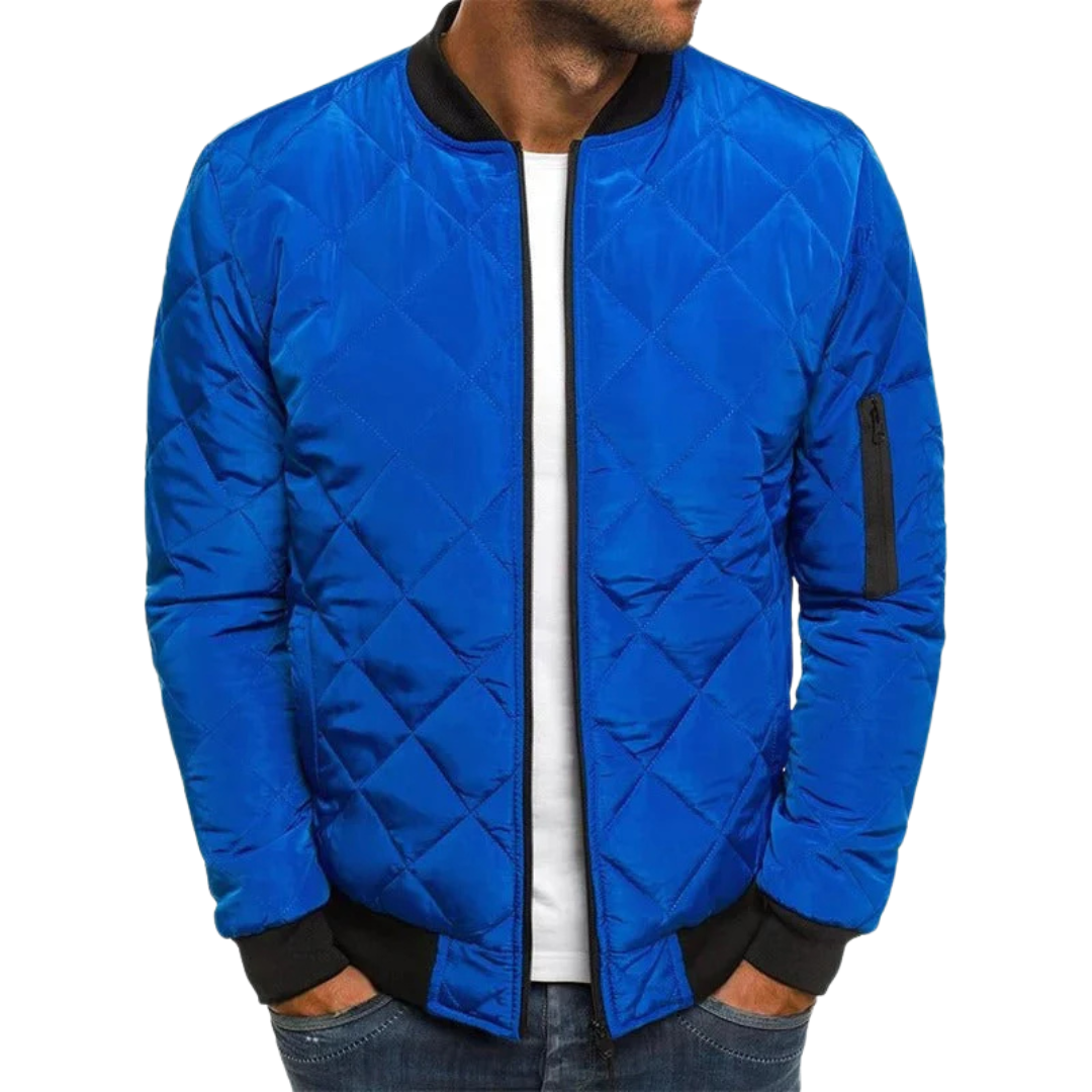 Quilted Bomber Jacket with Ribbed Cuffs for Men