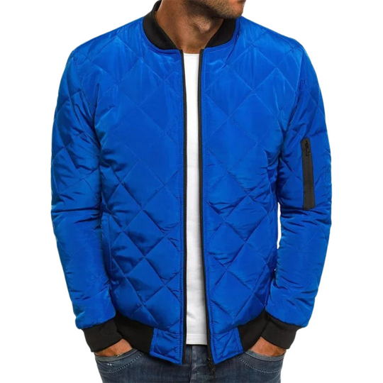 Quilted Bomber Jacket with Ribbed Cuffs for Men