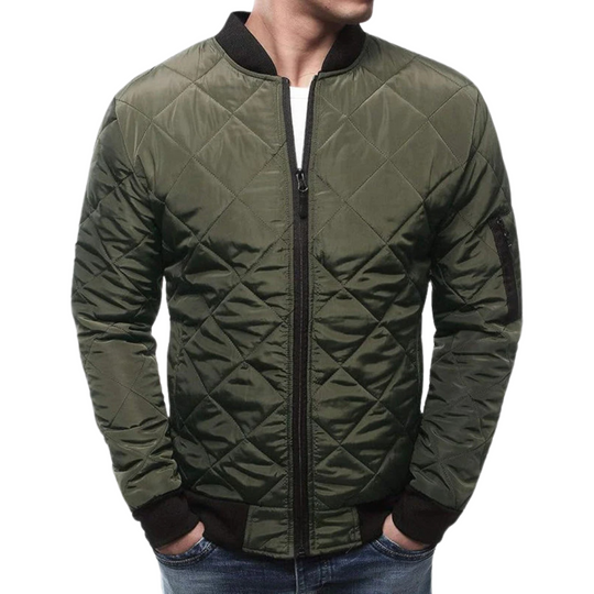 Quilted Bomber Jacket with Ribbed Cuffs for Men