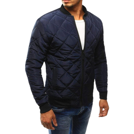 Quilted Bomber Jacket with Ribbed Cuffs for Men
