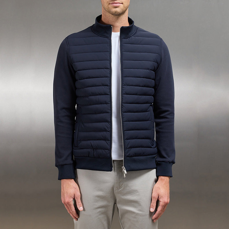 Quilted Winter Jacket with Stand Collar for Men