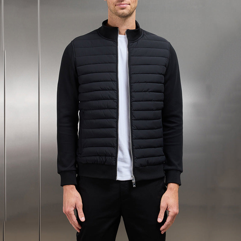 Quilted Winter Jacket with Stand Collar for Men
