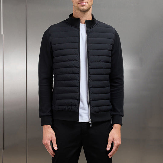 Quilted Winter Jacket with Stand Collar for Men