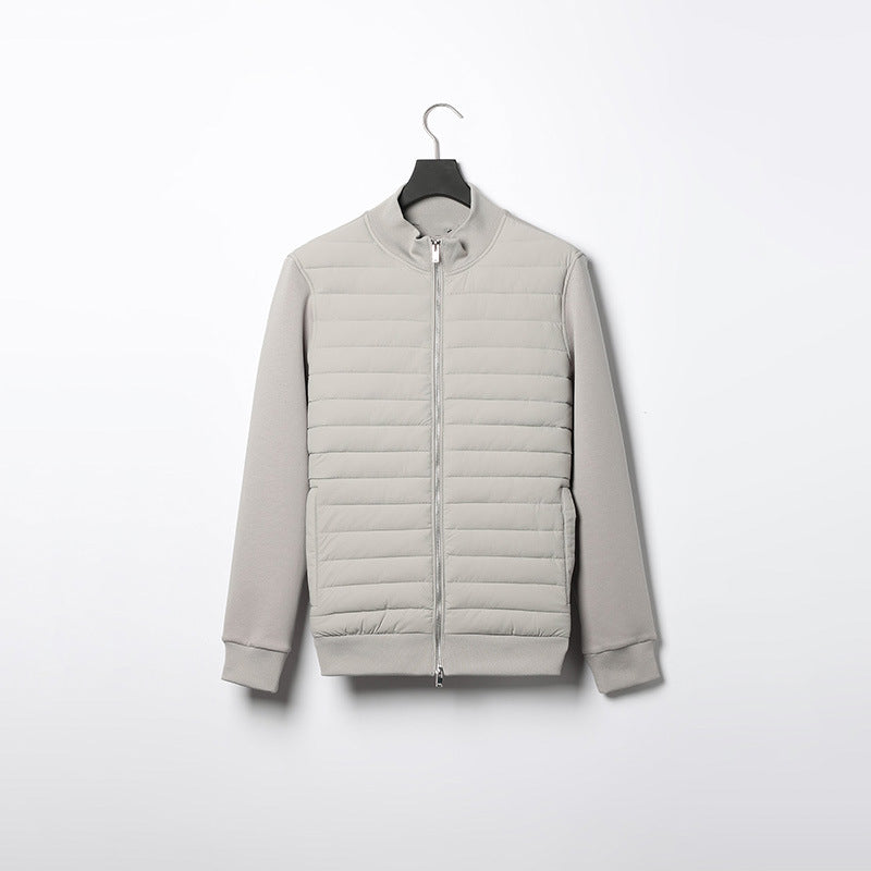 Quilted Winter Jacket with Stand Collar for Men
