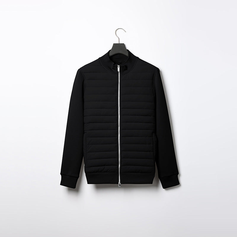 Quilted Winter Jacket with Stand Collar for Men
