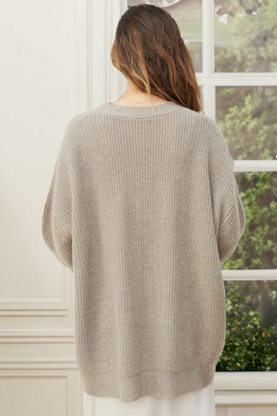 Ribbed Knit Button Cardigan for Women