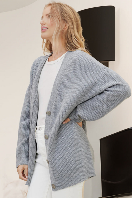 Ribbed Knit Button Cardigan for Women