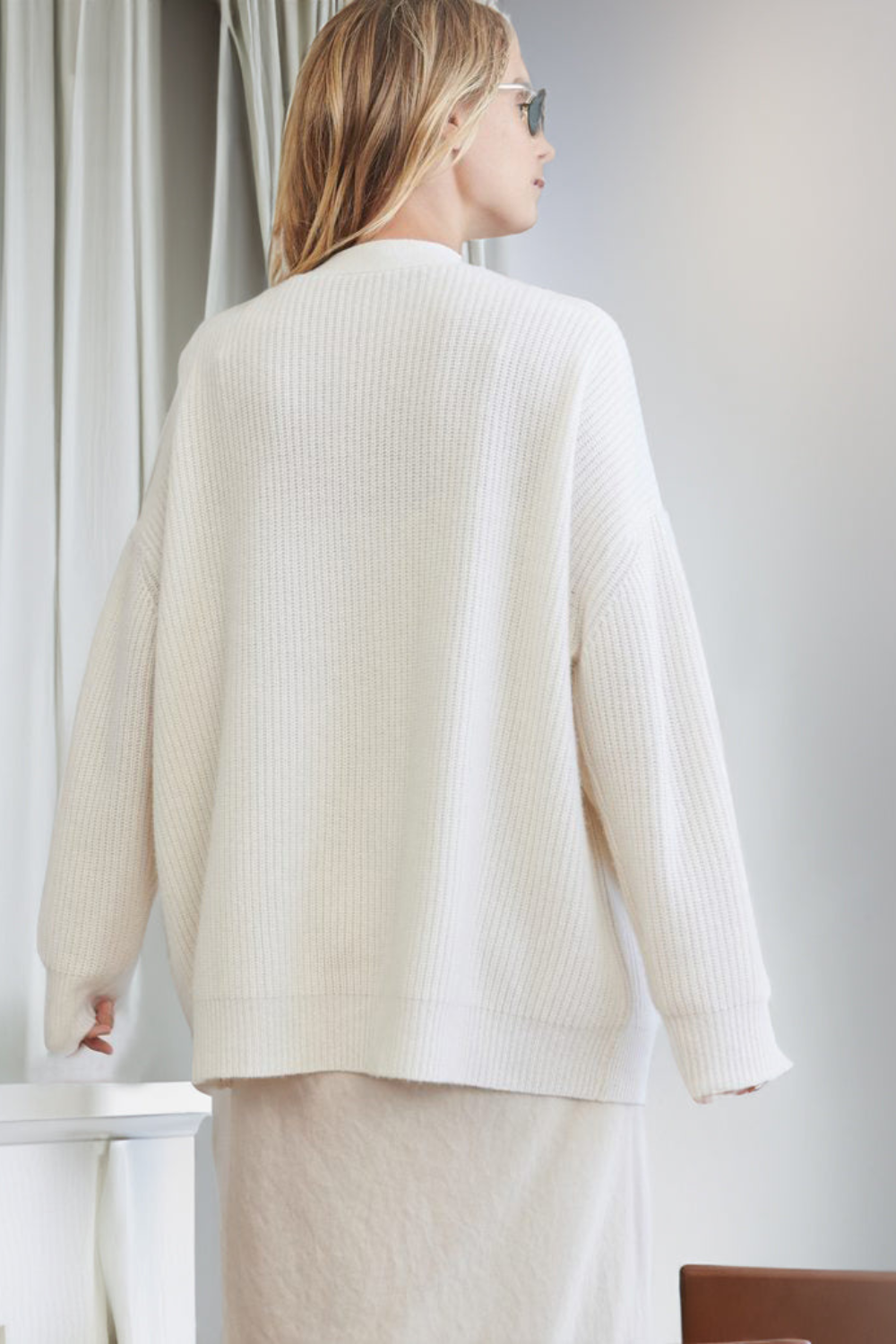Ribbed Knit Button Cardigan for Women