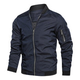 Ribbed Trim Bomber Jacket with Sleeve Pocket for Men