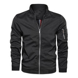 Ribbed Trim Bomber Jacket with Sleeve Pocket for Men
