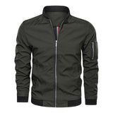 Ribbed Trim Bomber Jacket with Sleeve Pocket for Men