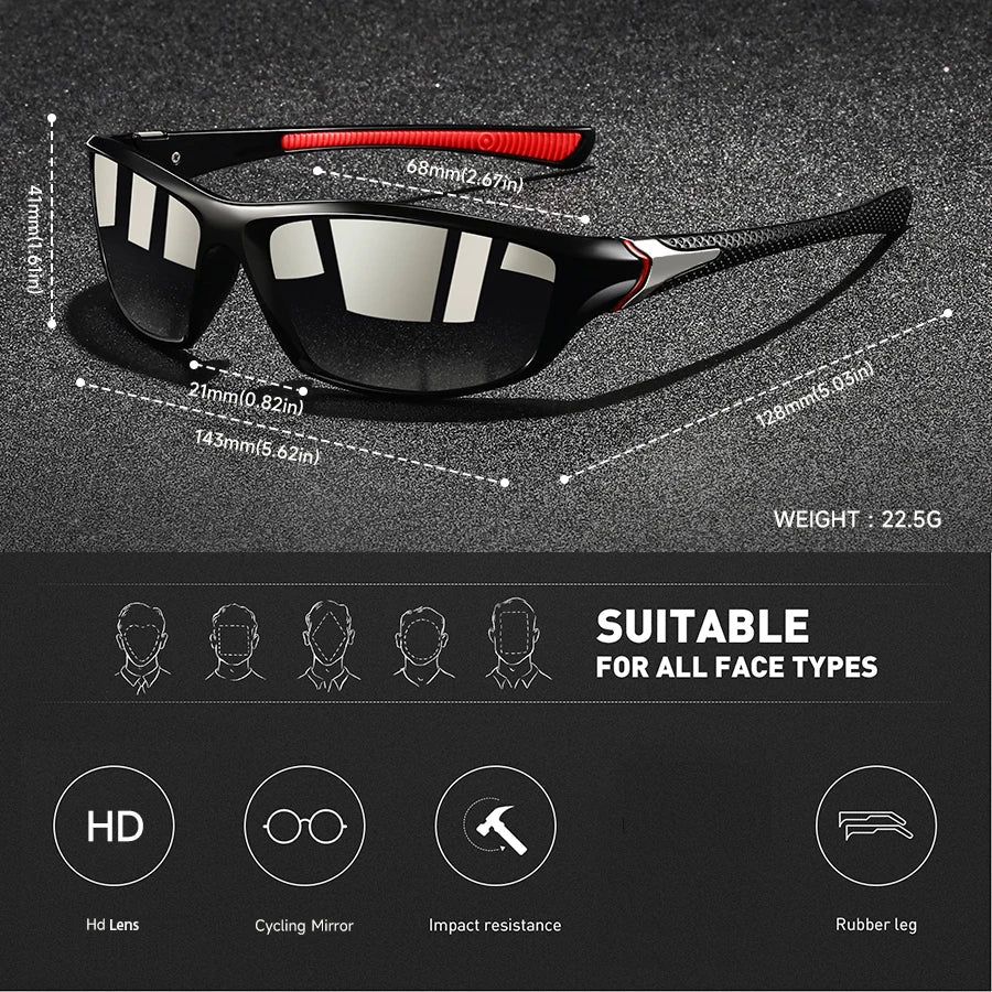Sunglasses wit HD Lens for Men - Wraparound Frame & Mirrored Lenses