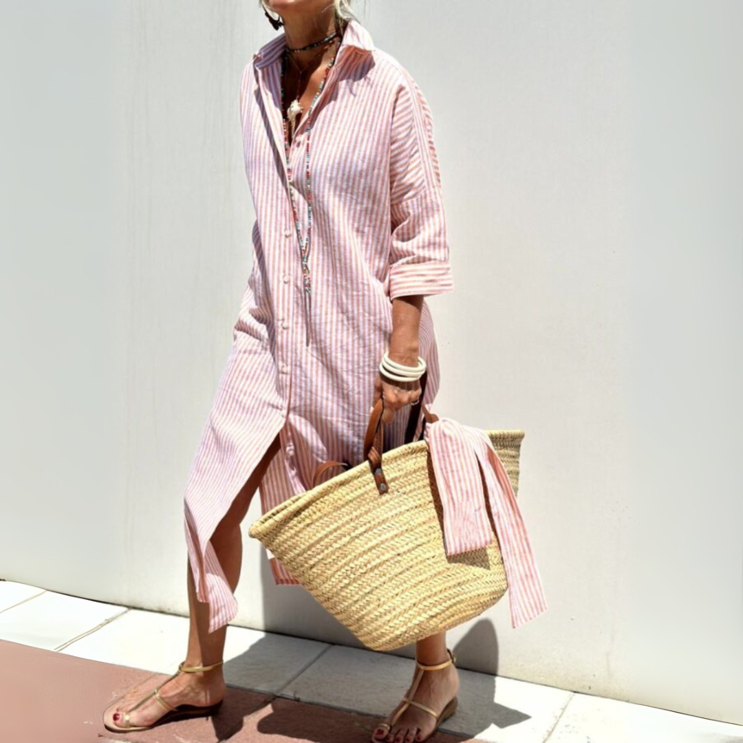Loose-Fit Shirt Dress Women - Front Button Closure