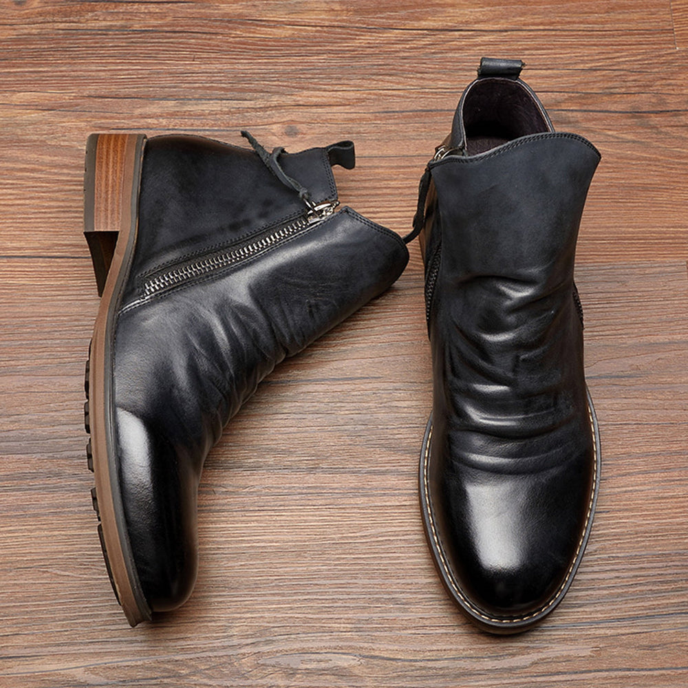 Side Closure Ankle Boots with Low Heel for Men