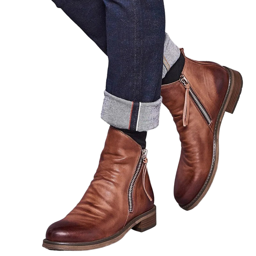 Side Closure Ankle Boots with Low Heel for Men